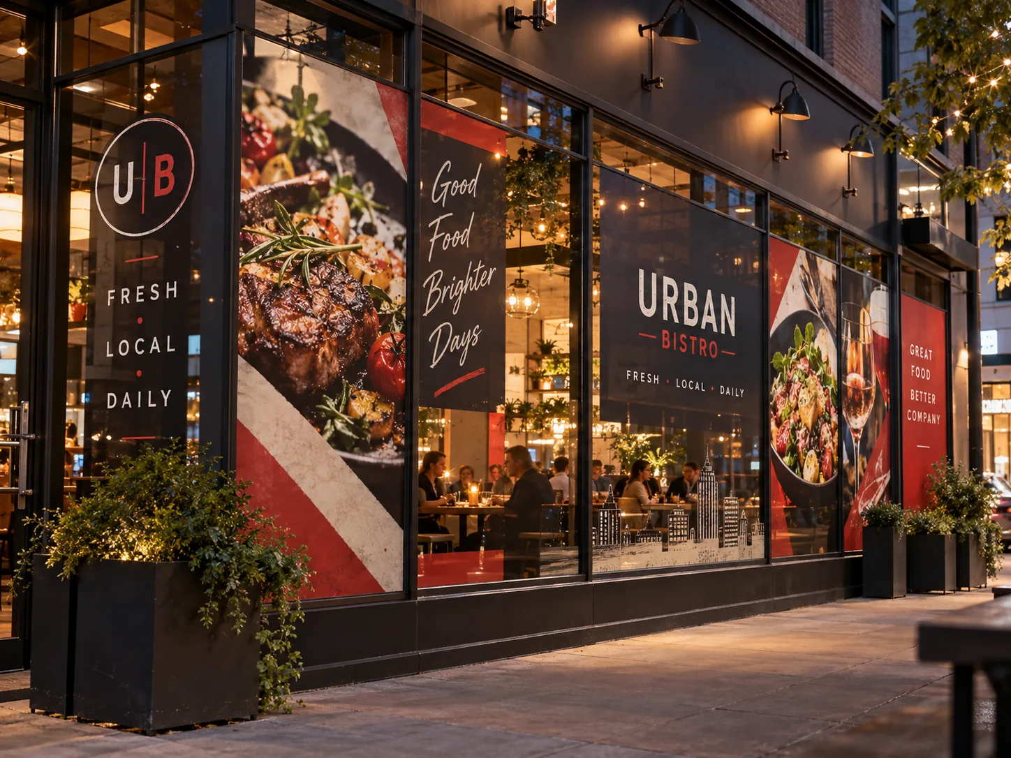 Glass wrap vinyl design concept: Urban Bistro