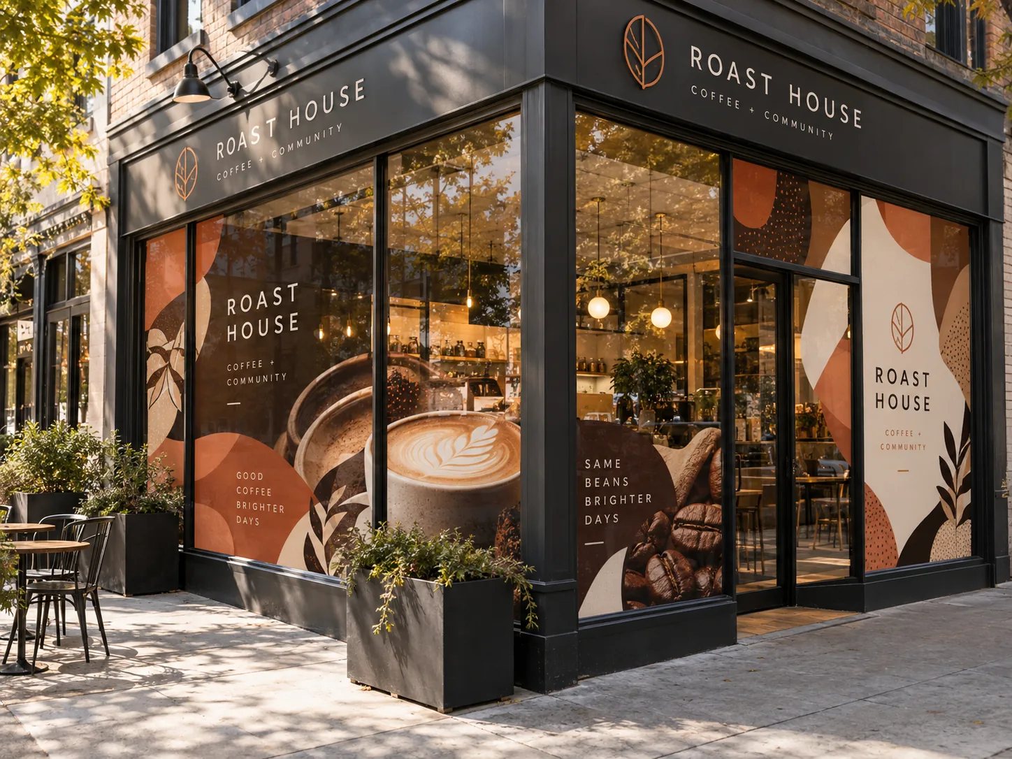 Glass wrap vinyl design concept: Roast House
